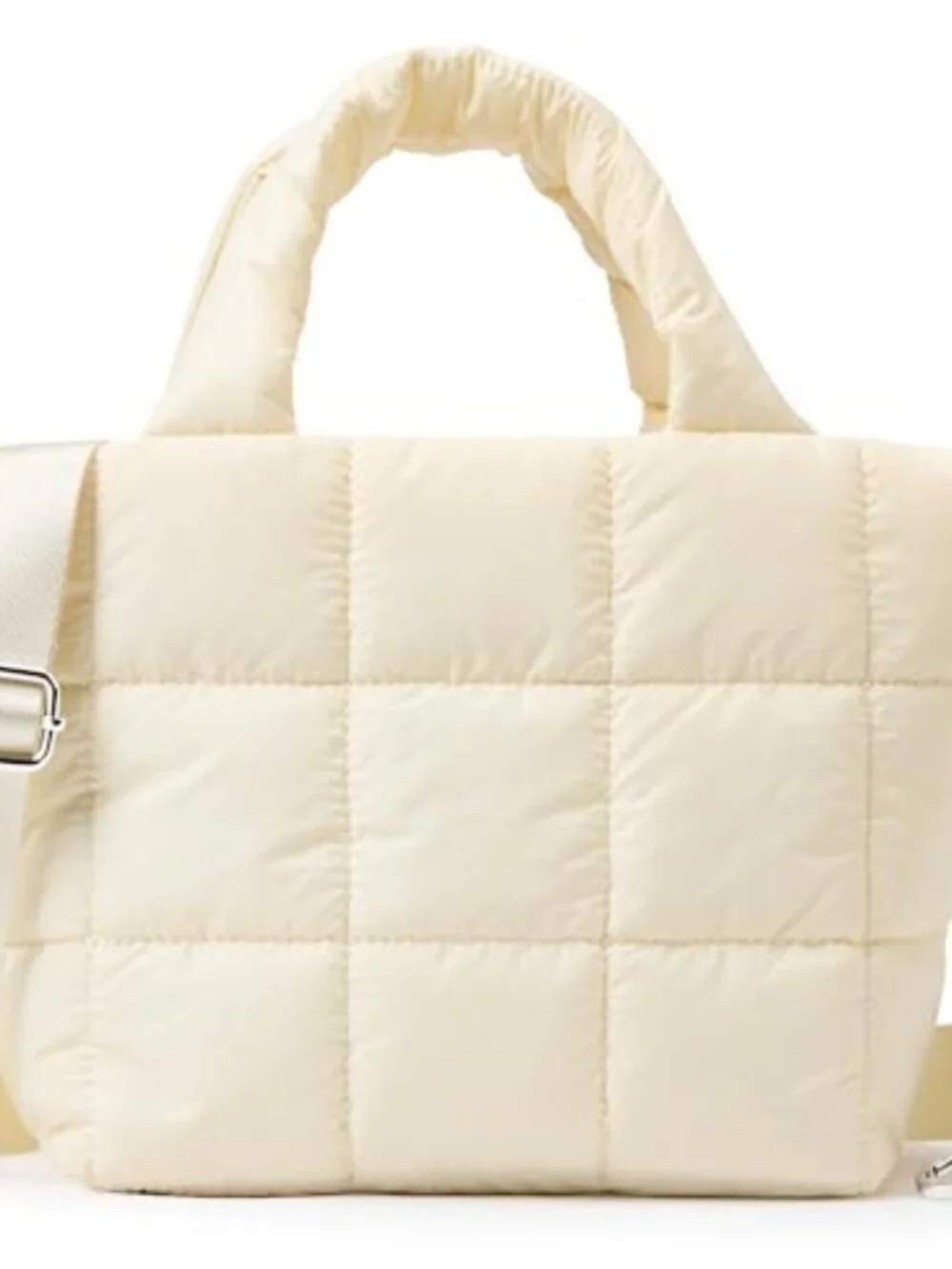 Quilted Tote Bag Lightweight Nylon Puffer Crossbody Handbag with Adjustable